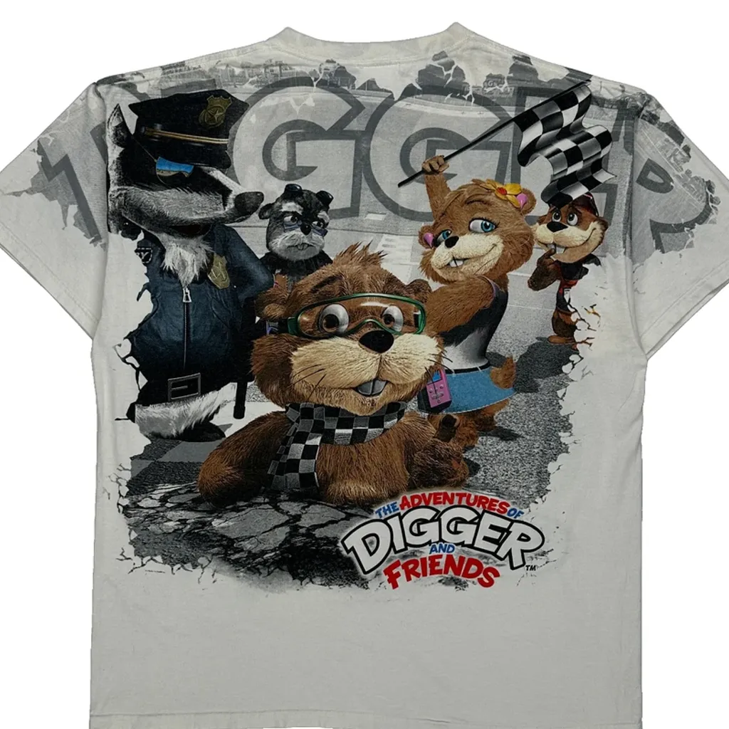 Fox Sports Chase Authentics Digger And Friends Cartoon T-Shirt - XL White Cotton - Image 7