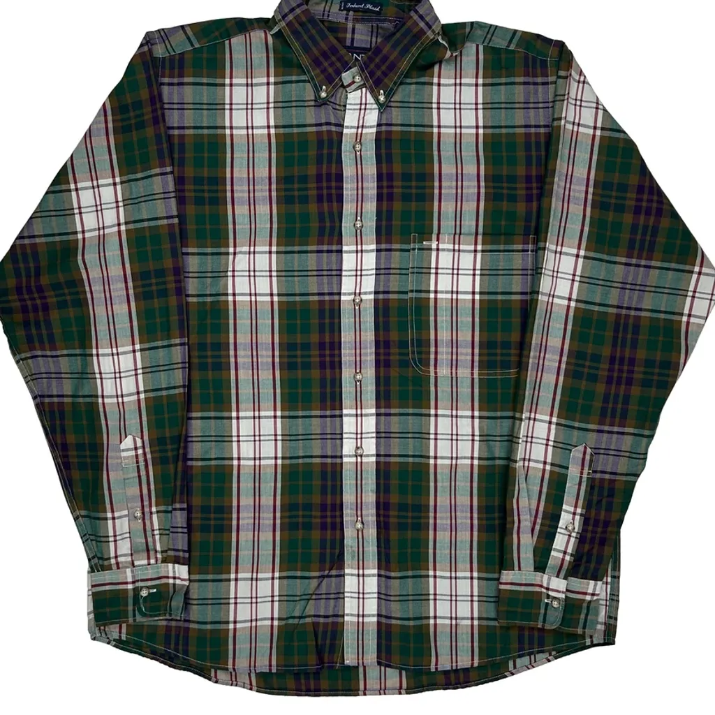 Foxhunt Plaid Gant Checked Shirt - Large Green Cotton - Image 6