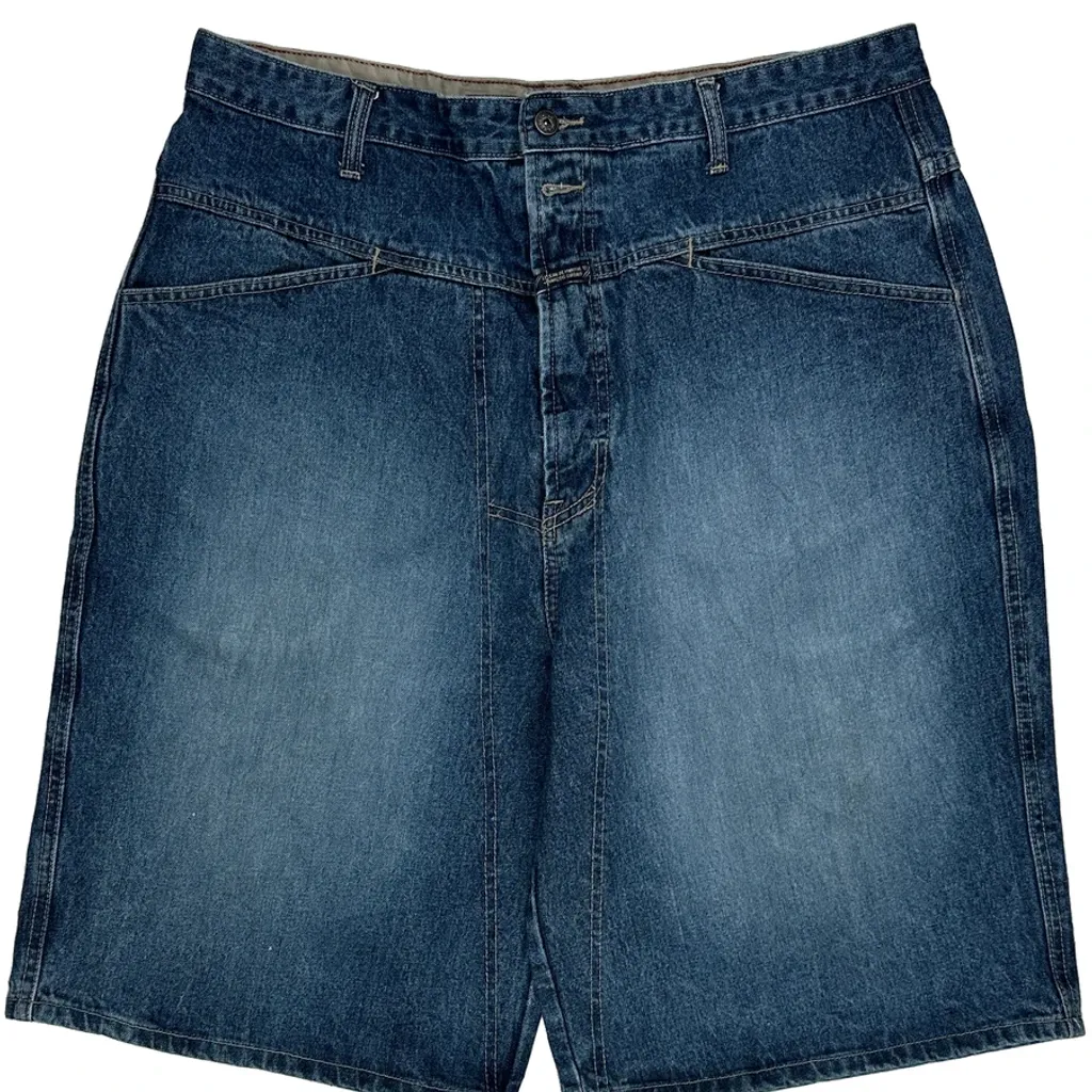Francois Girbaud Baggy Denim Shorts - 38W 11L Blue Cotton - Image 9