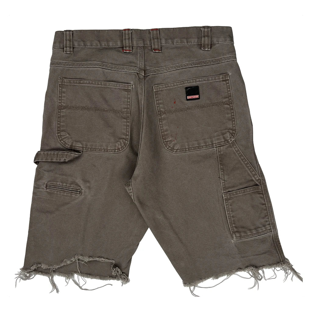 Frayed Hem Dickies Carpenter Shorts - 34W 11L Grey Cotton