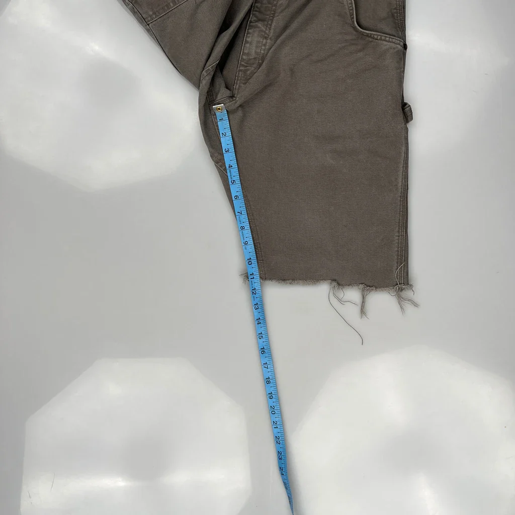 Frayed Hem Dickies Carpenter Shorts - 34W 11L Grey Cotton - Image 5