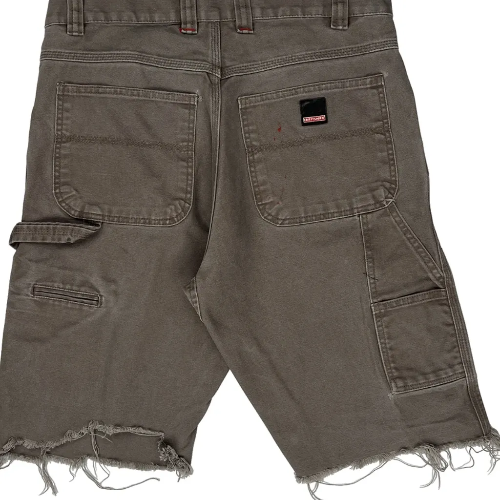 Frayed Hem Dickies Carpenter Shorts - 34W 11L Grey Cotton - Image 6