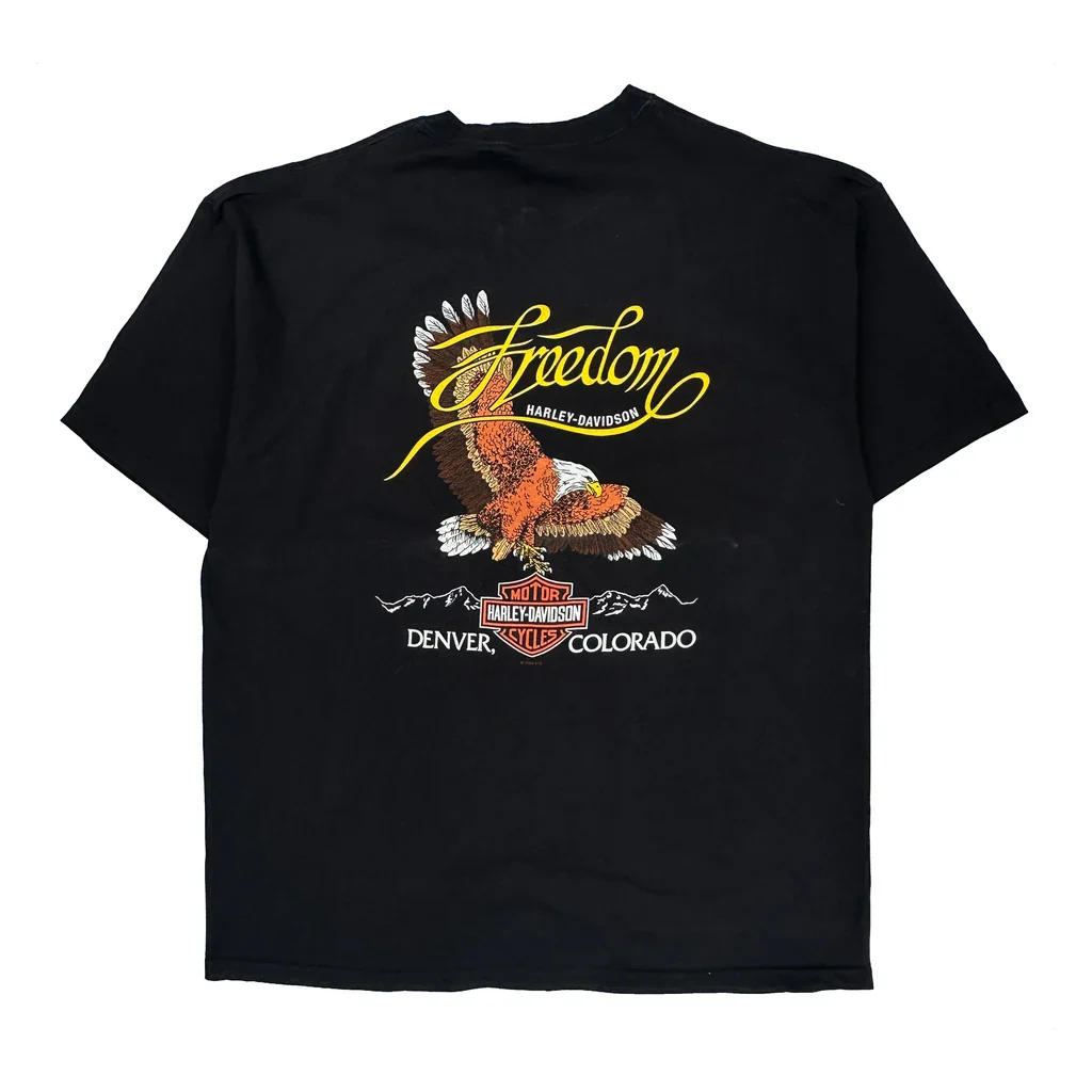 Freedom Harley Davidson Graphic T-Shirt - 2XL Black Cotton - Image 2