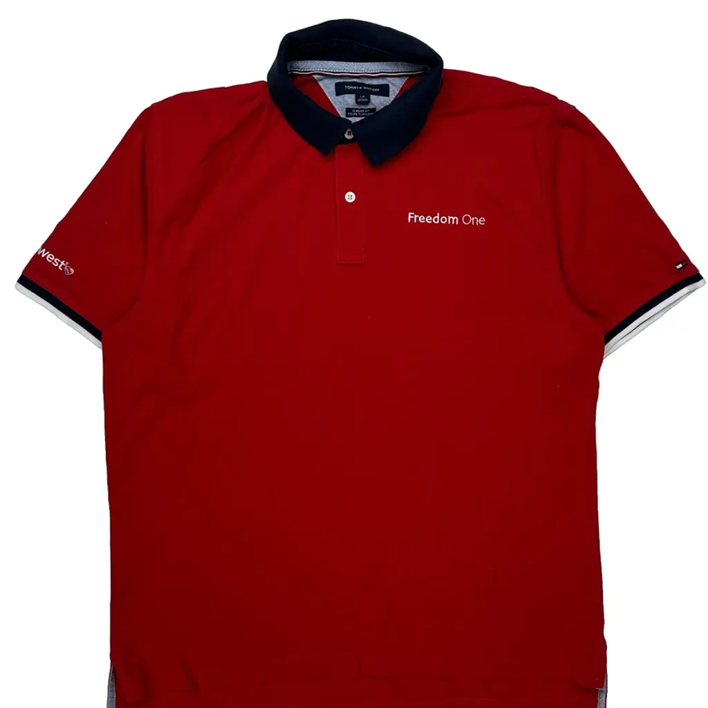 Freedom One Tommy Hilfiger Polo Shirt - Large Red Cotton - Image 4
