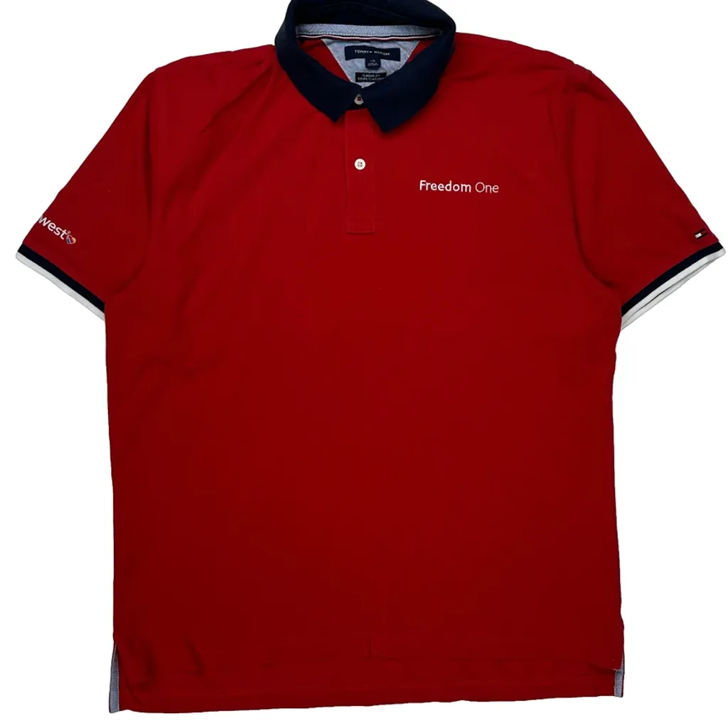 Freedom One Tommy Hilfiger Polo Shirt - Large Red Cotton - Image 5