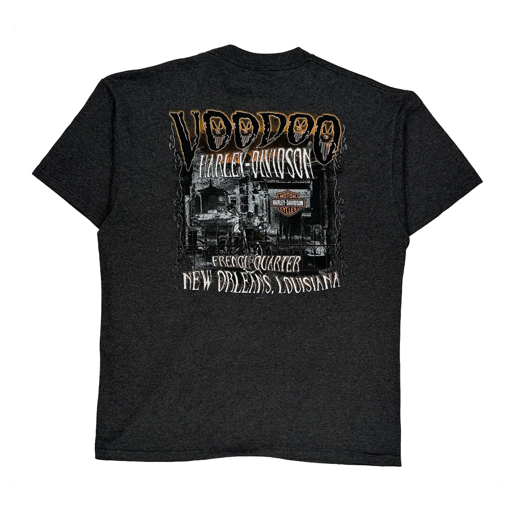 French Quarter New Orleans Harley Davidson Graphic T-Shirt - Large Grey Cotton Blend - Image 2
