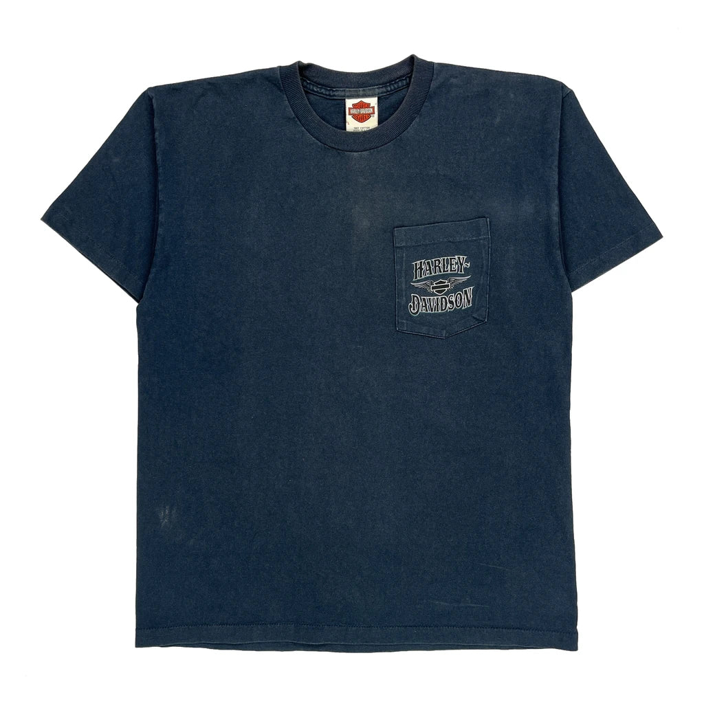 Frontier Harley-Davidson Lincoln, Nebraska Harley Davidson Graphic T-Shirt - Large Blue Cotton