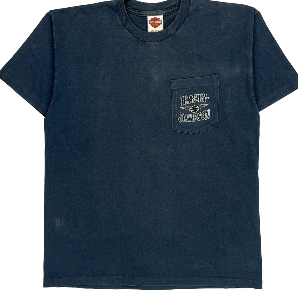 Frontier Harley-Davidson Lincoln, Nebraska Harley Davidson Graphic T-Shirt - Large Blue Cotton - Image 4
