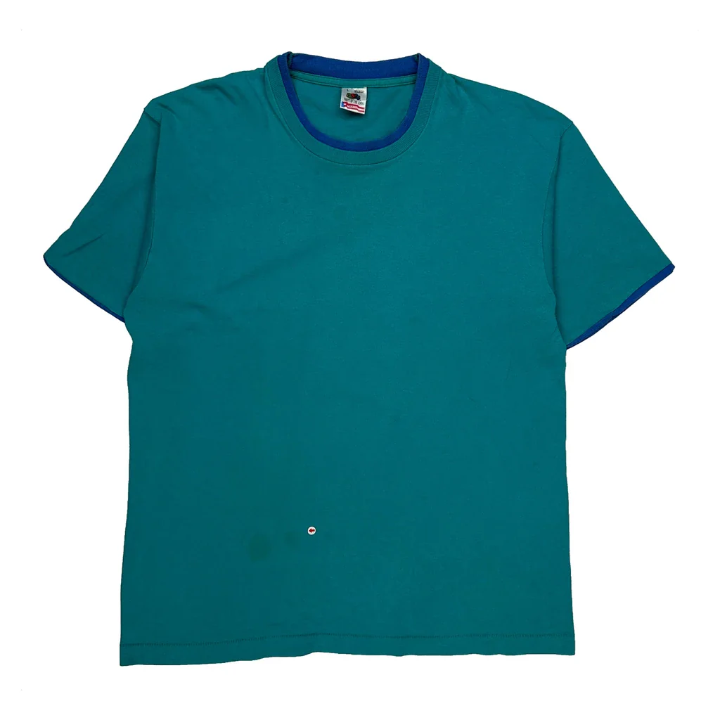 Fruit Of The Loom Single Stitch T-Shirt - Large Green Cotton - Image 2