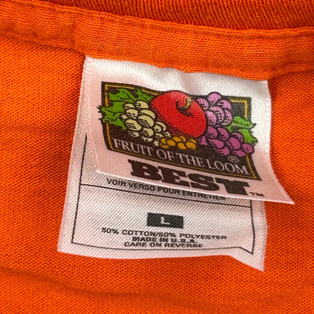 Fruit Of The Loom Single Stitch T-Shirt - Large Orange Cotton Blend - Image 3