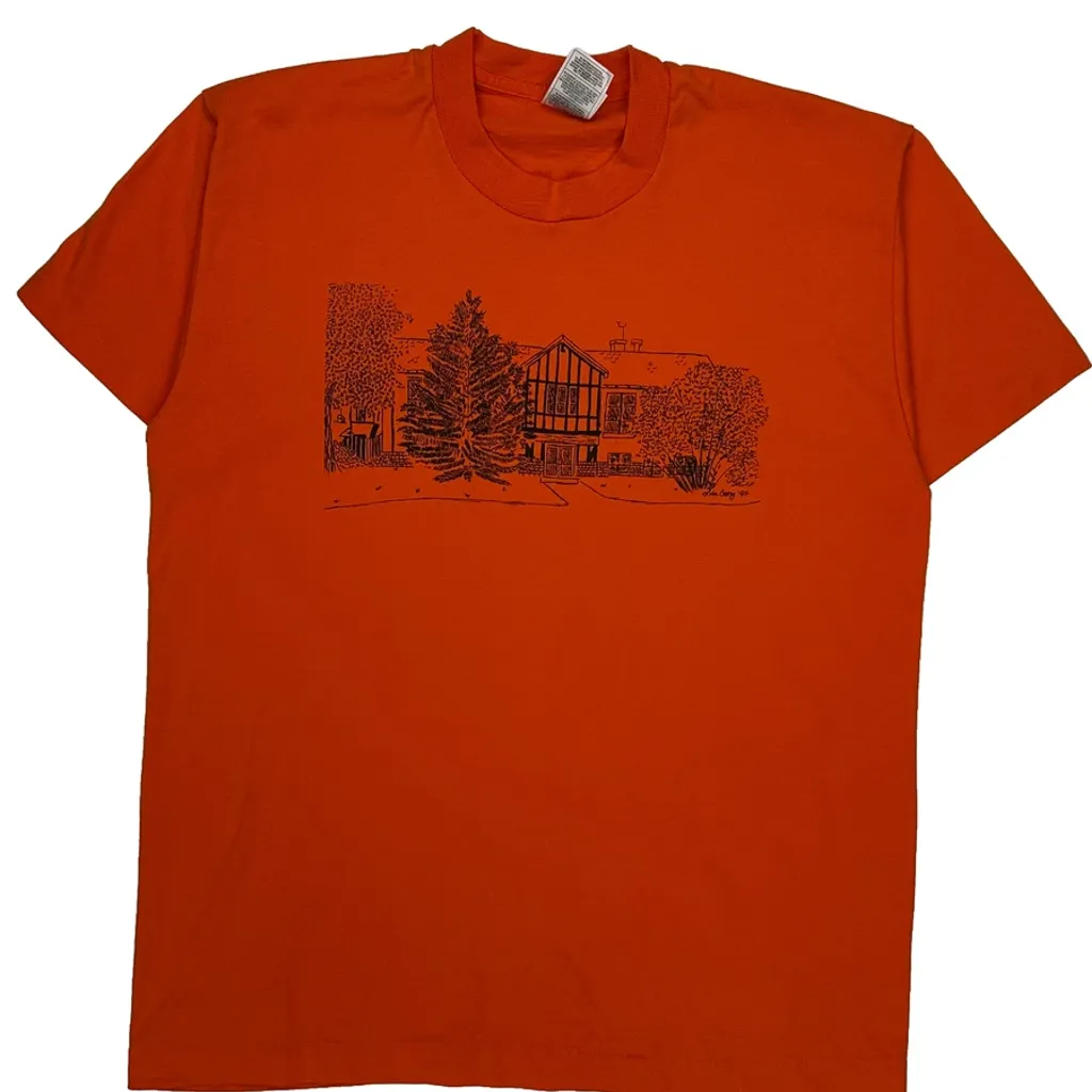 Fruit Of The Loom Single Stitch T-Shirt - Large Orange Cotton Blend - Image 4