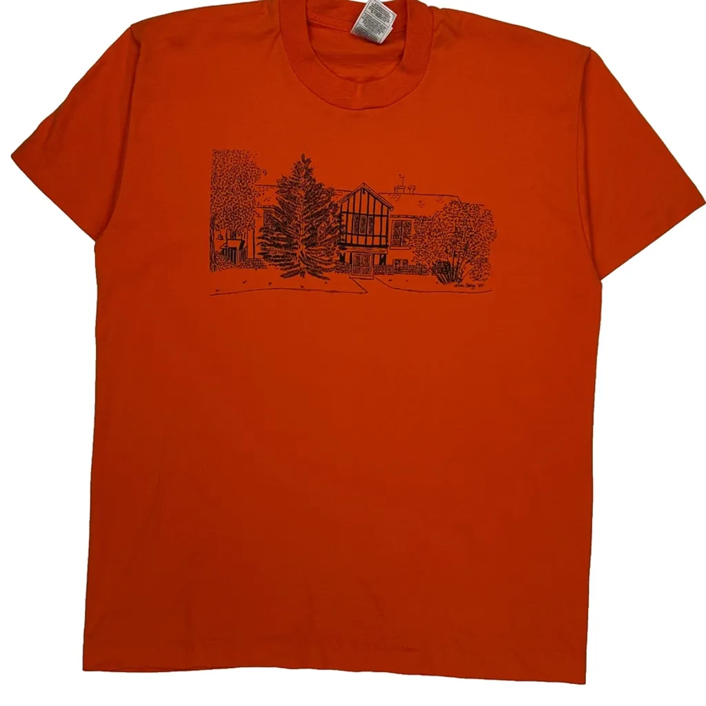 Fruit Of The Loom Single Stitch T-Shirt - Large Orange Cotton Blend - Image 5