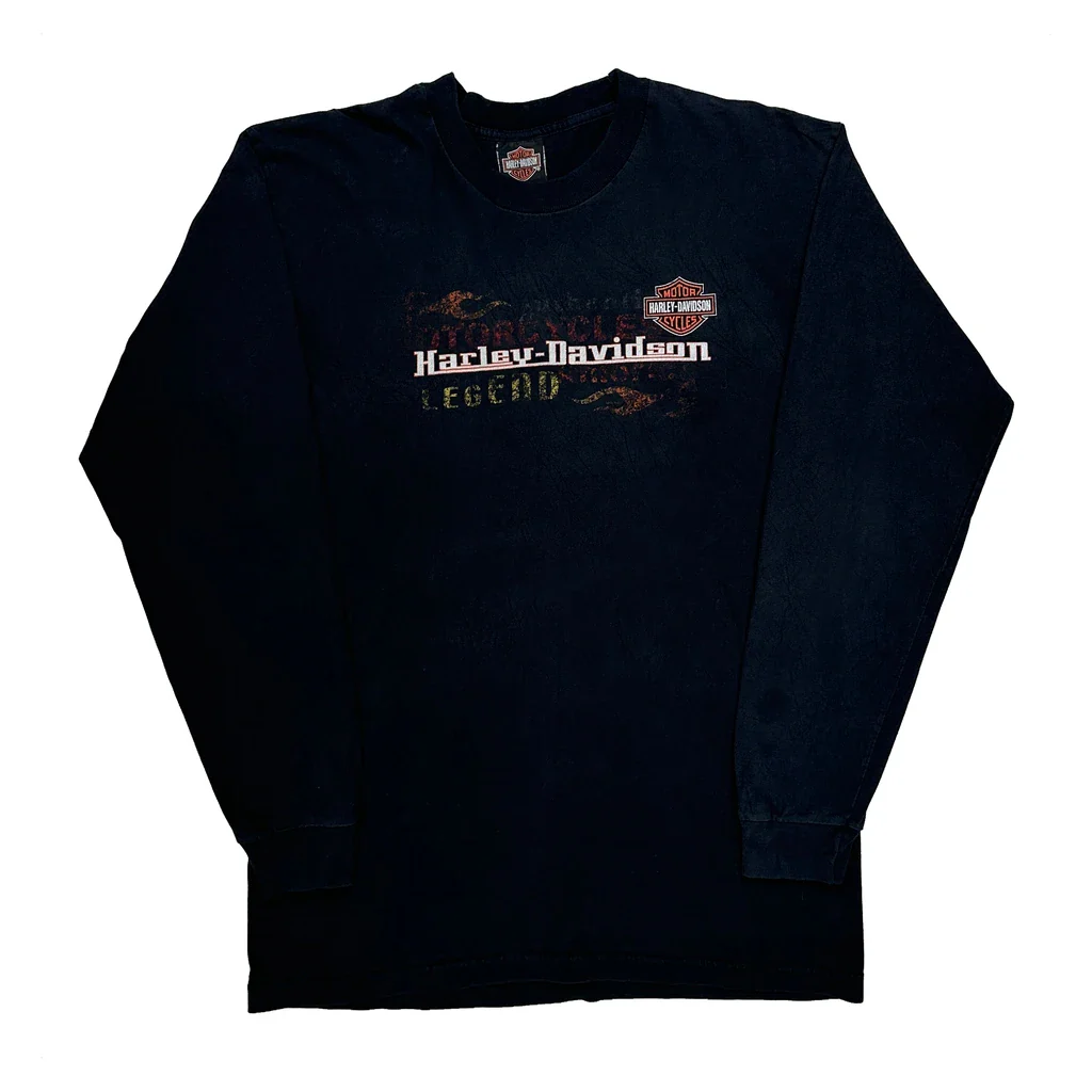 Ft. Lauderdale Harley Davidson Graphic Long Sleeve T-Shirt - Large Black Cotton