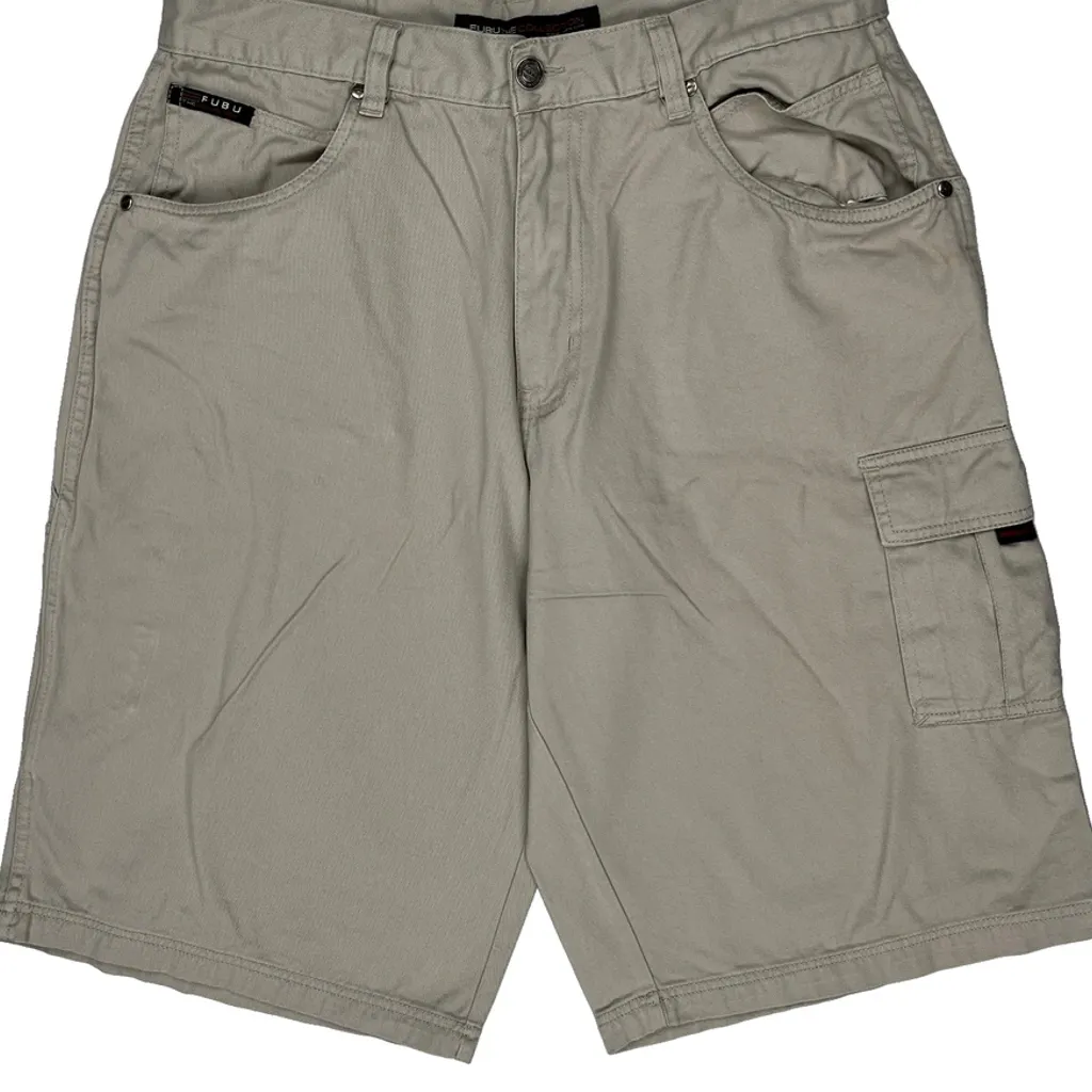 Fubu Cargo Shorts - 34W 12L Beige Cotton - Image 10