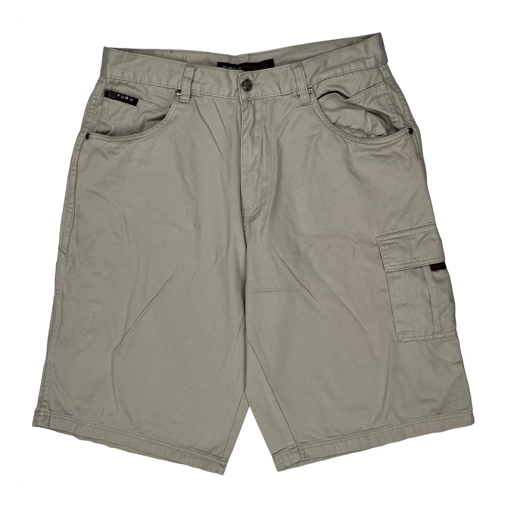 Fubu Cargo Shorts - 34W 12L Beige Cotton - Image 2