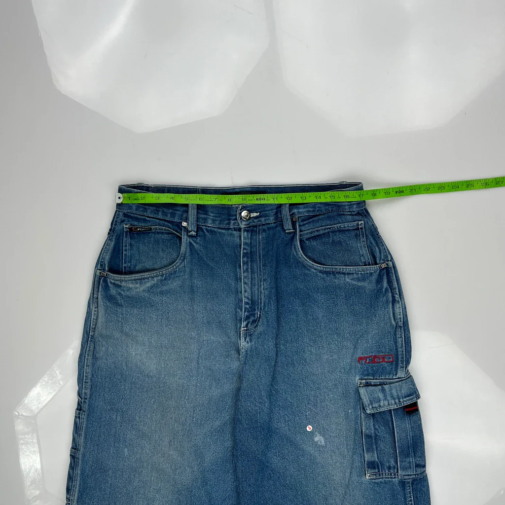 Fubu Baggy Denim Shorts - 34W 10L Blue Denim - Image 4