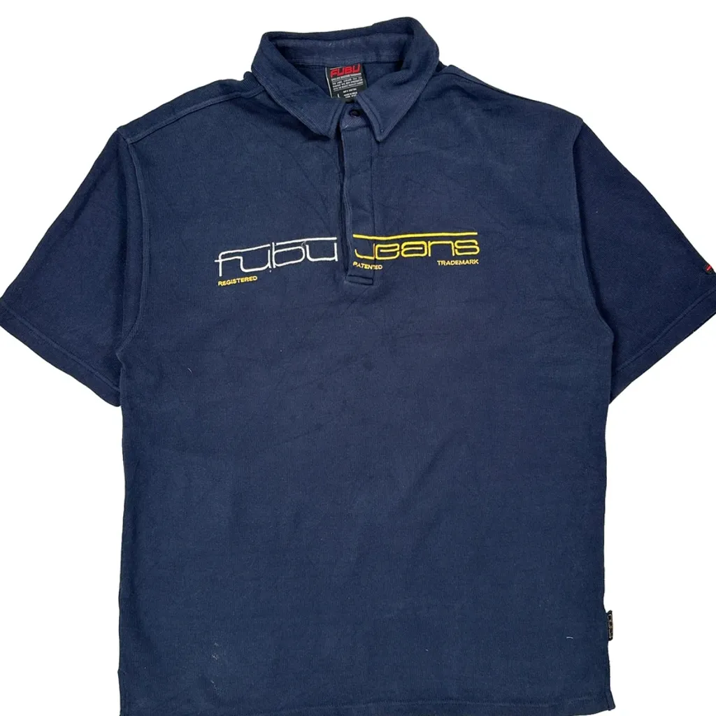 Fubu Spellout Polo Shirt - Large Blue Cotton - Image 5