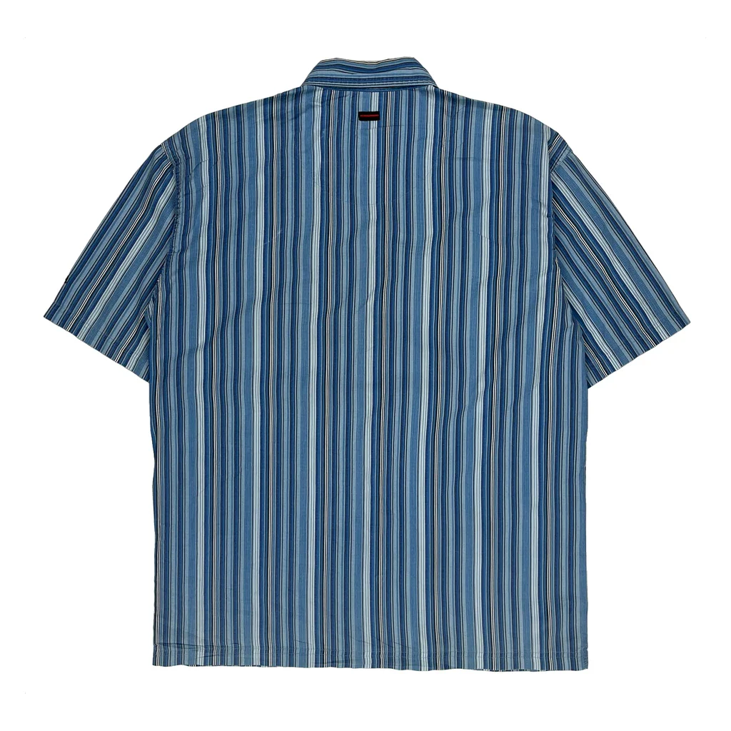 Fubu Striped Short Sleeve Shirt - Large Blue Cotton - Image 2