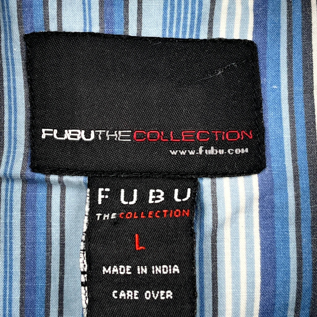 Fubu Striped Short Sleeve Shirt - Large Blue Cotton - Image 3