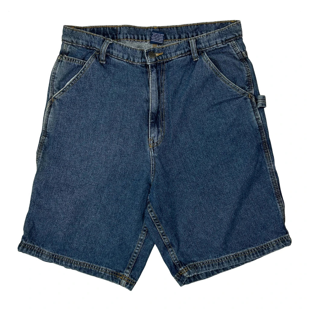 Full Blue Denim Shorts - 32W 10L Blue Cotton - Image 2