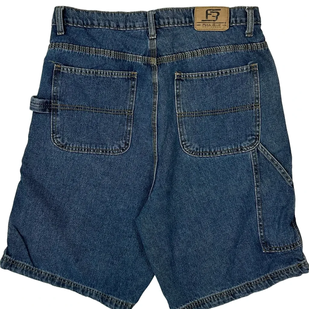 Full Blue Denim Shorts - 32W 10L Blue Cotton - Image 7