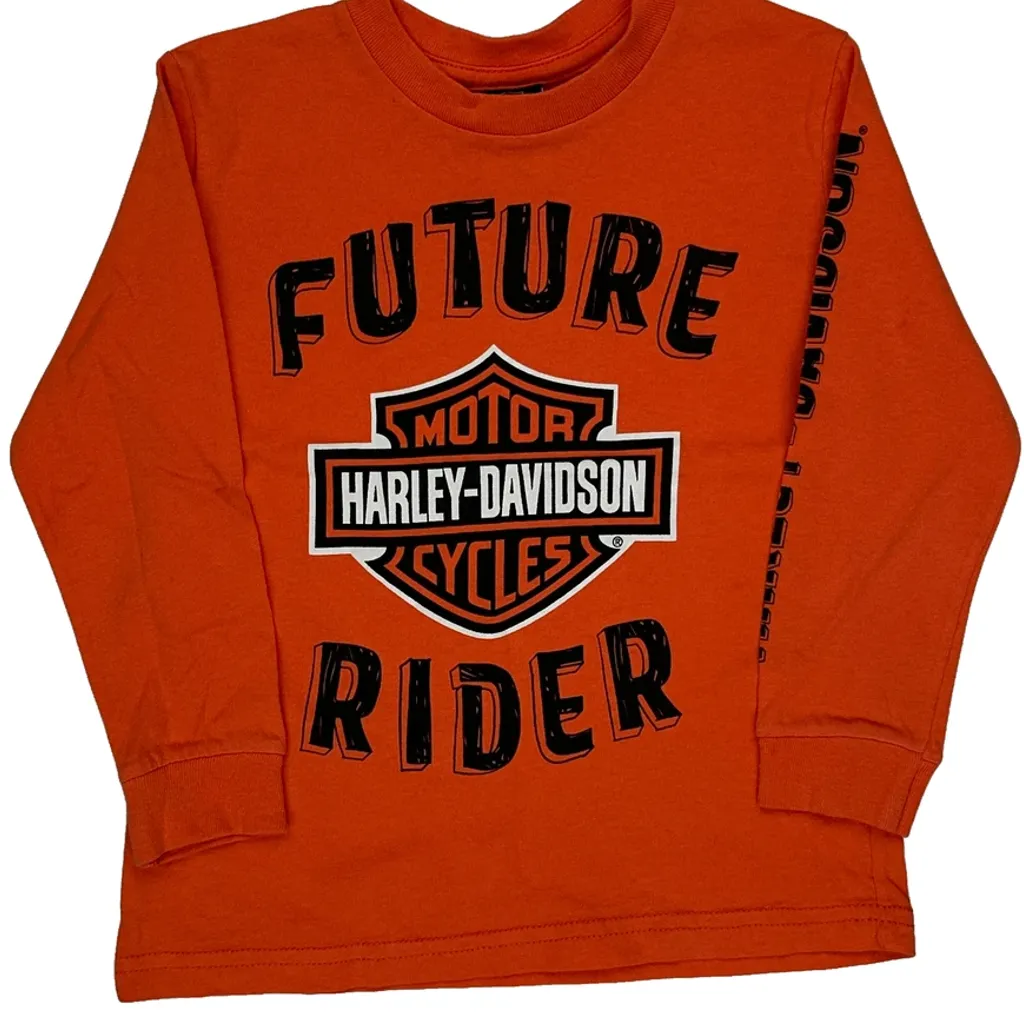 Future Rider Harley Davidson Long Sleeve T-Shirt - XS Orange Cotton - Image 4