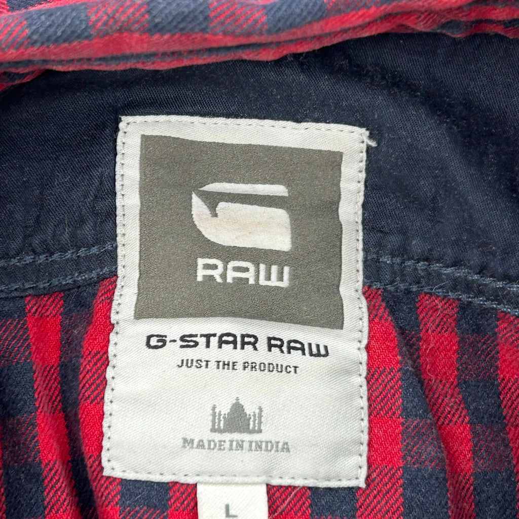 G-Star Checked Flannel Shirt - Large Red Cotton - Image 3