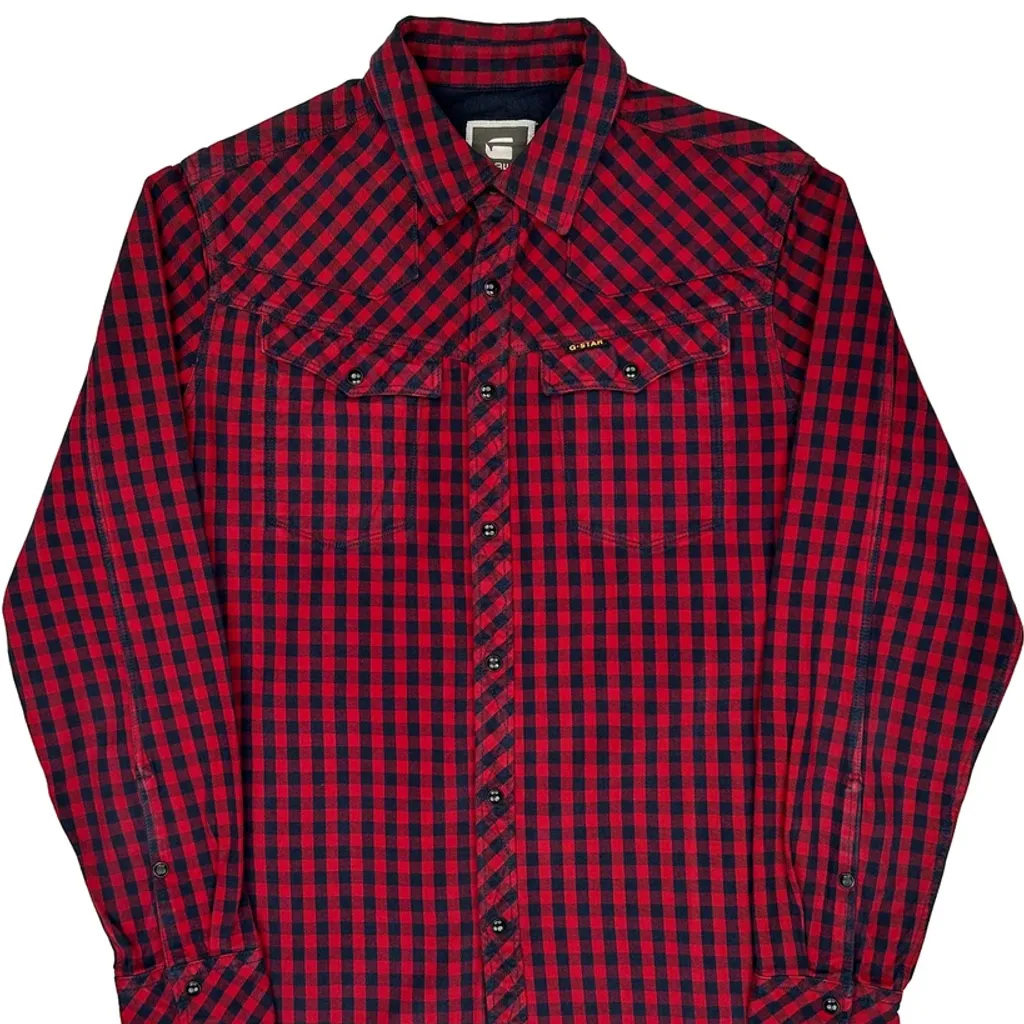 G-Star Checked Flannel Shirt - Large Red Cotton - Image 4