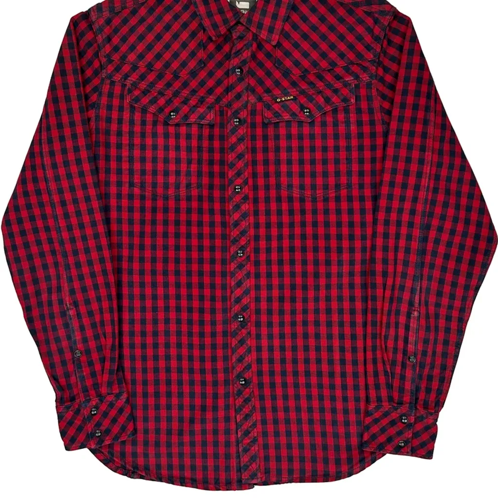 G-Star Checked Flannel Shirt - Large Red Cotton - Image 5