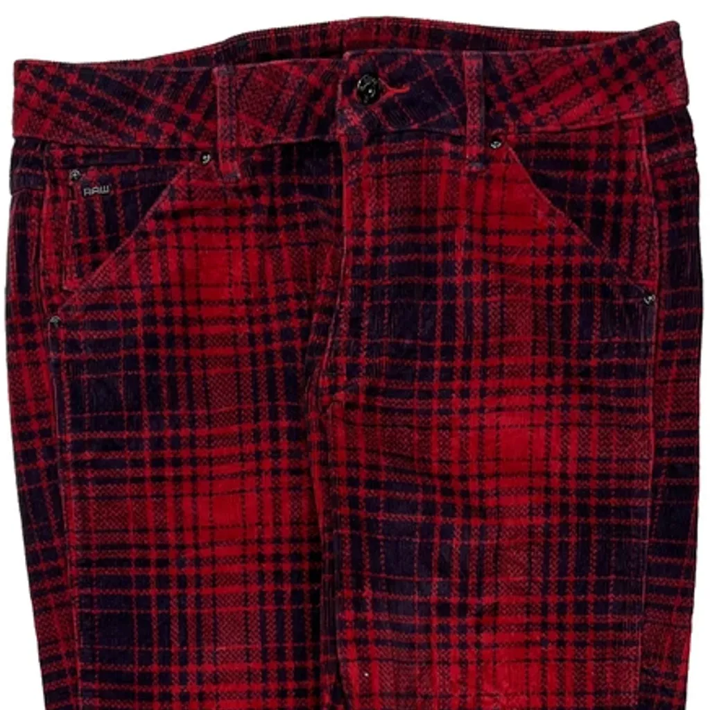 G-Star Checked Jeans - 31W US 8 Red Cotton - Image 10