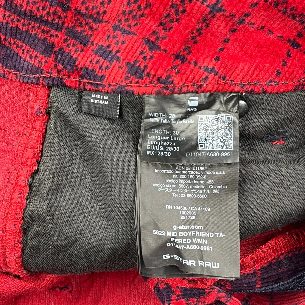 G-Star Checked Jeans - 31W US 8 Red Cotton - Image 6