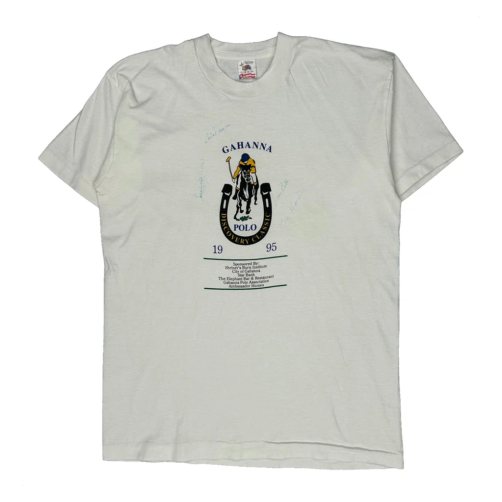 Gahanna Polo Discovery Classic 1995 Fruit Of The Loom Graphic T-Shirt - Large White Cotton