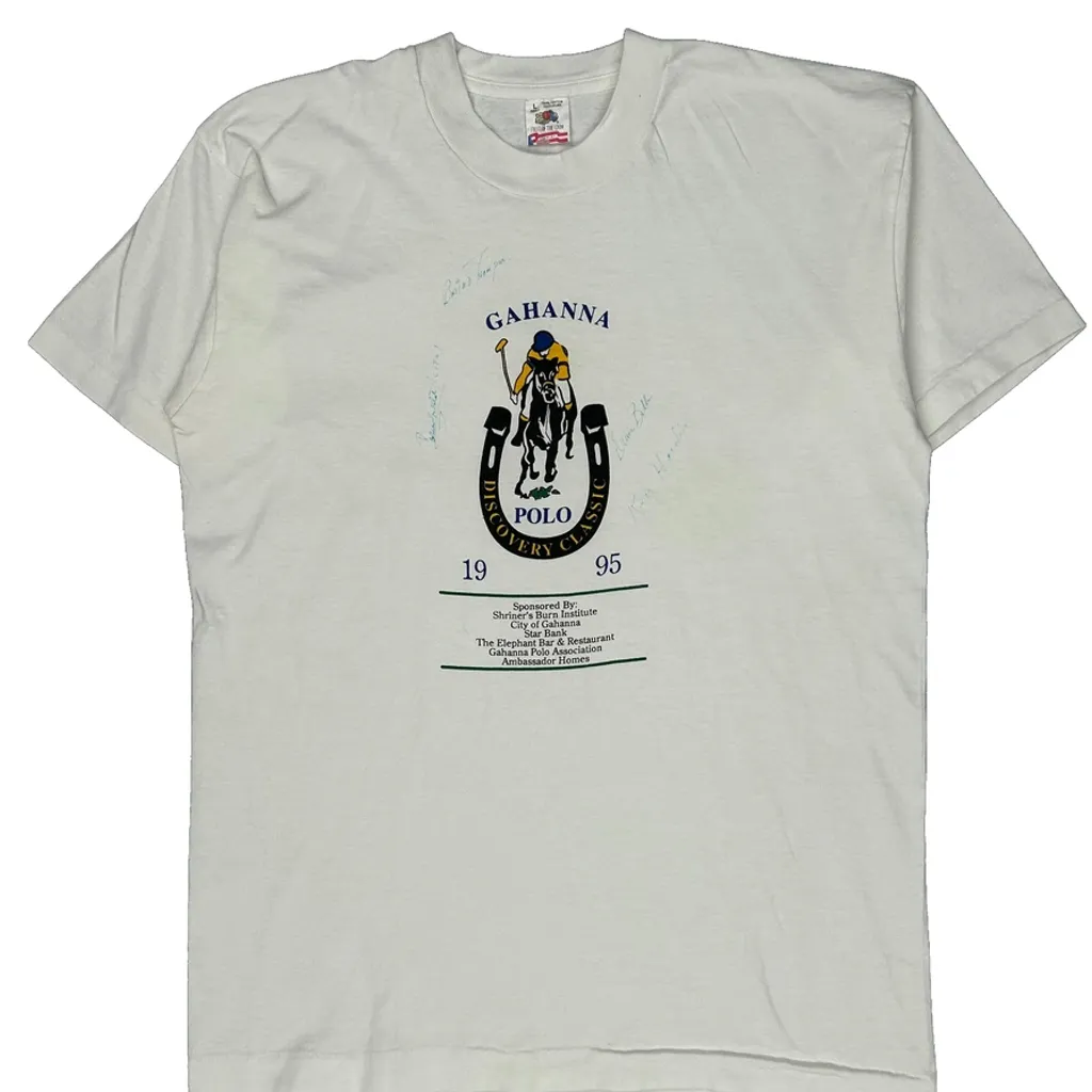 Gahanna Polo Discovery Classic 1995 Fruit Of The Loom Graphic T-Shirt - Large White Cotton - Image 4