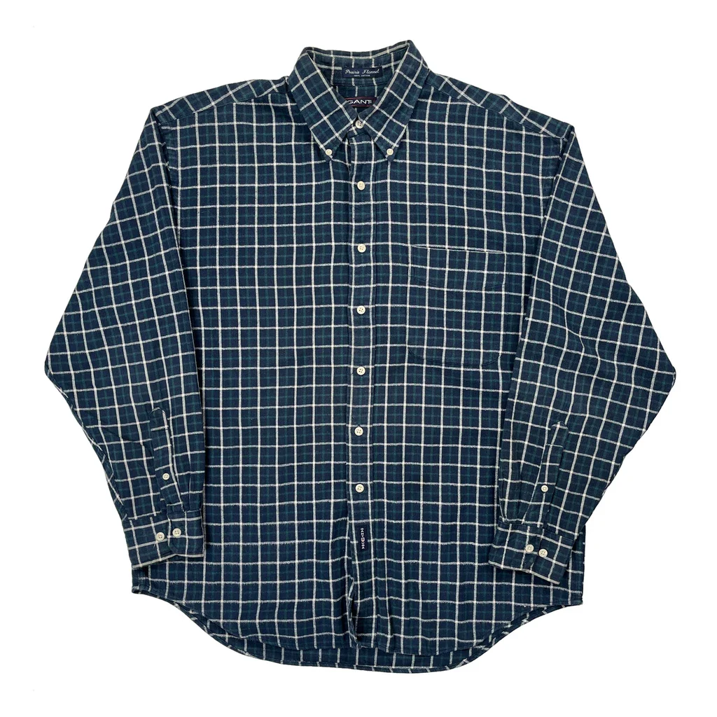 Gant Checked Flannel Shirt - Large Blue Cotton