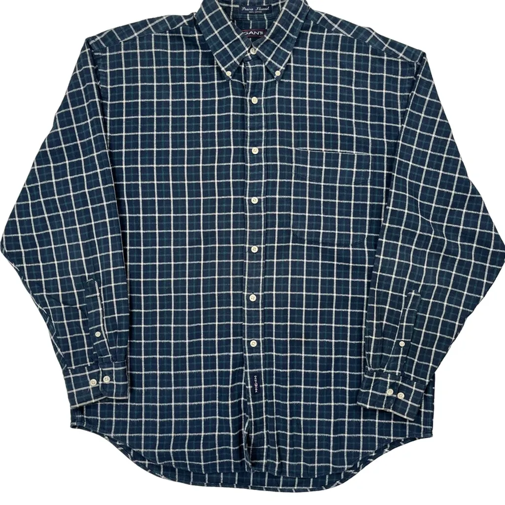 Gant Checked Flannel Shirt - Large Blue Cotton - Image 4