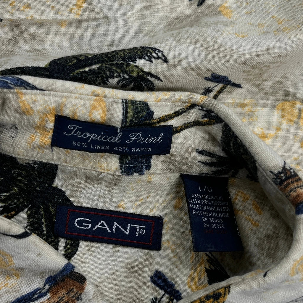 Gant Hawaiian Shirt - Large Cream Linen Blend - Image 3