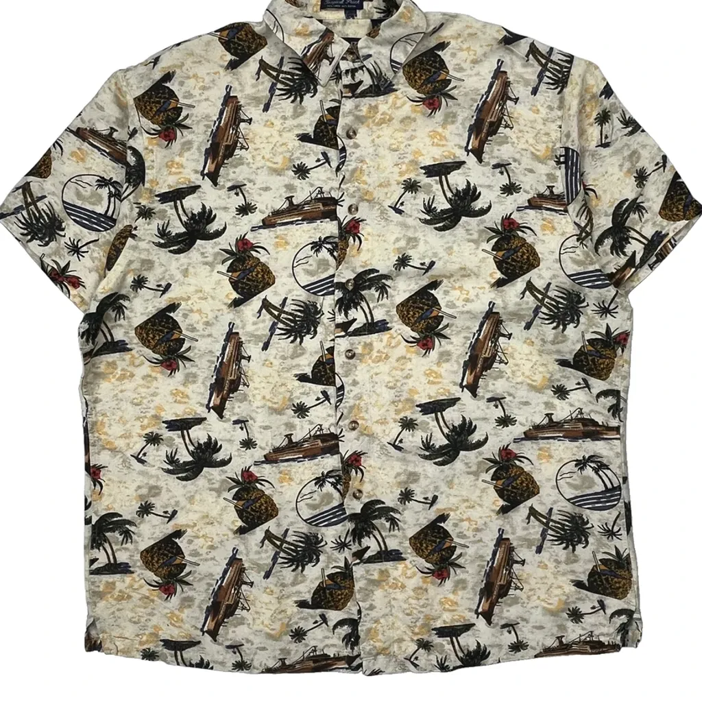 Gant Hawaiian Shirt - Large Cream Linen Blend - Image 5