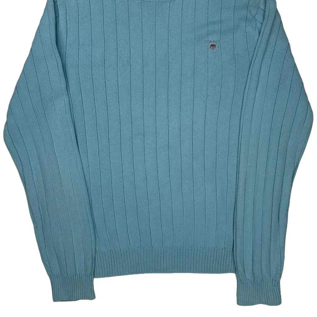Gant Knitted Jumper - Medium Blue Cotton - Image 5