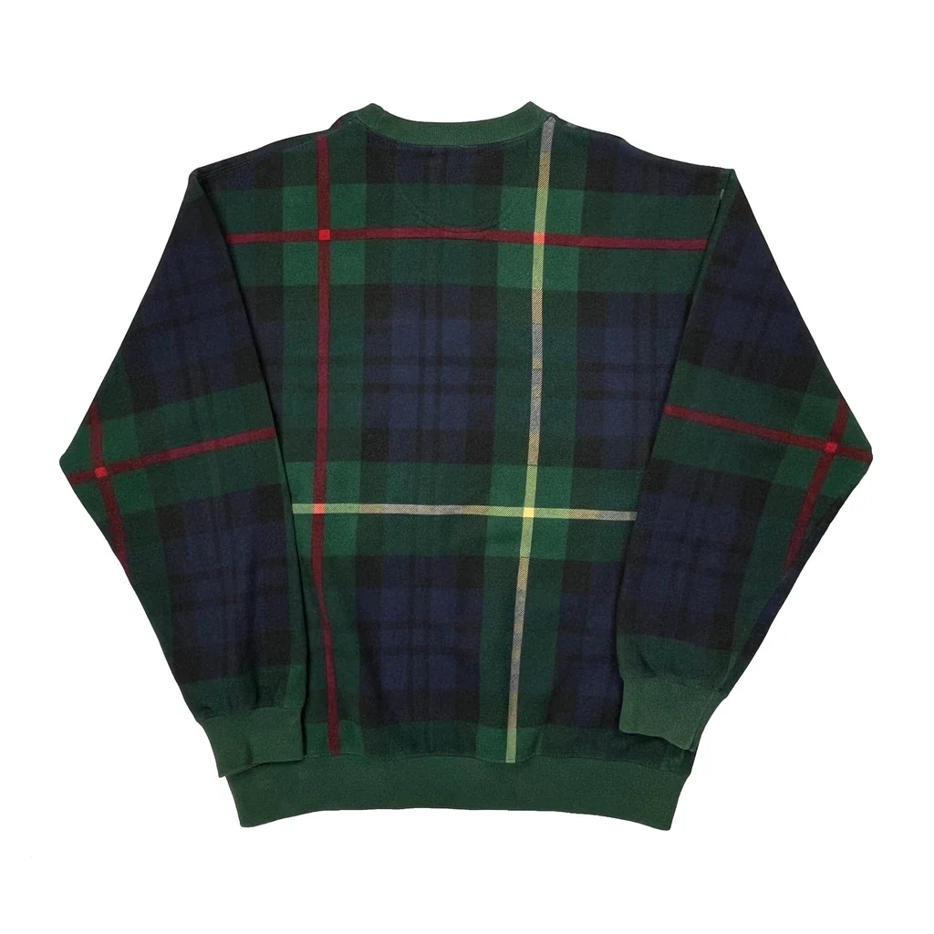 Gant Checked Jumper - Medium Green Cotton Blend - Image 2