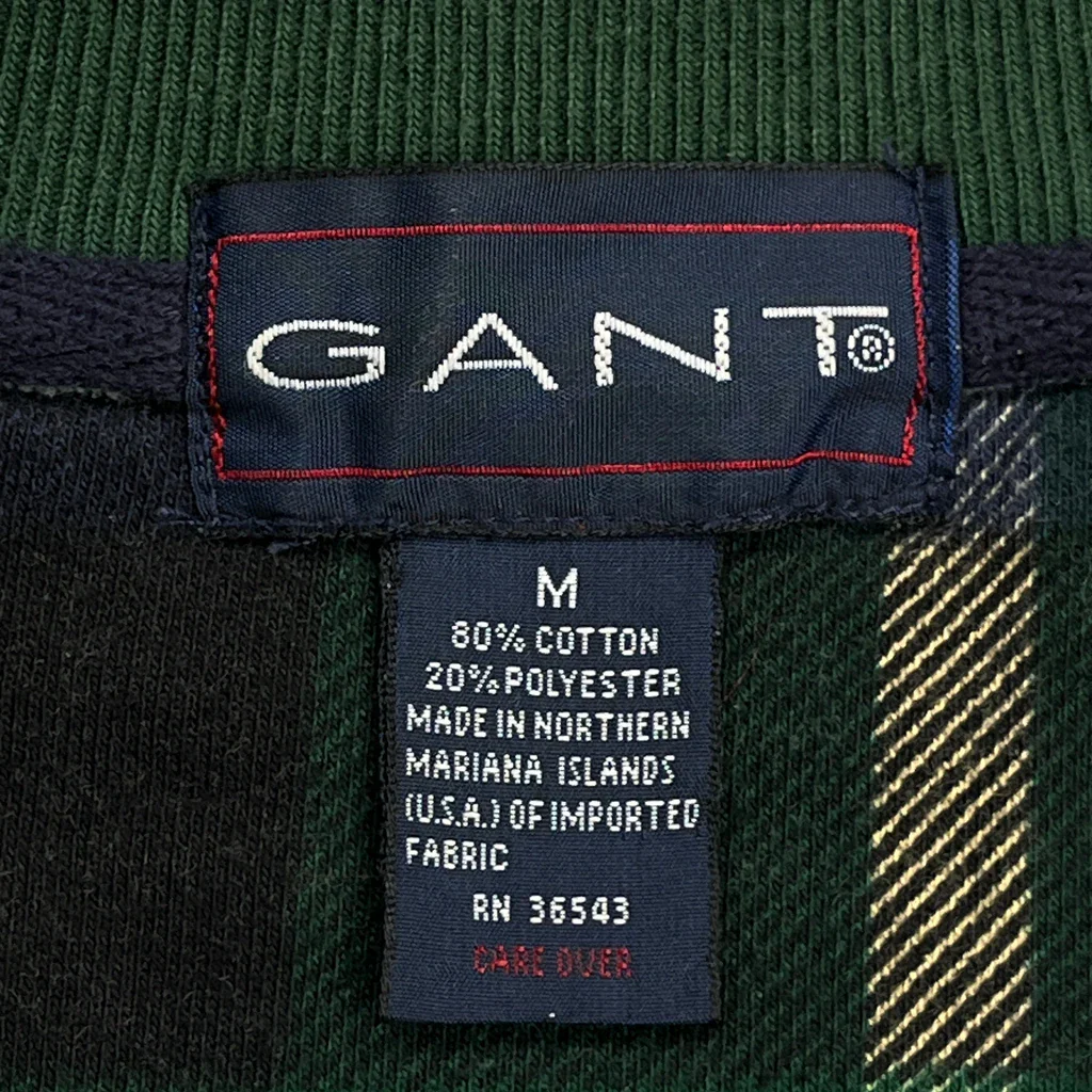 Gant Checked Jumper - Medium Green Cotton Blend - Image 3