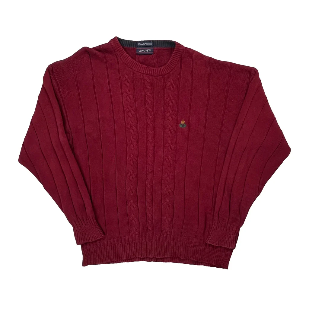 Gant Cable Knit Jumper - Medium Red Cotton