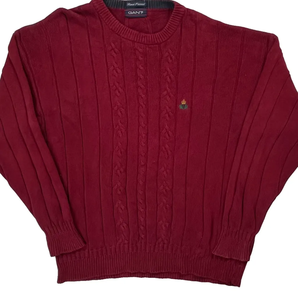 Gant Cable Knit Jumper - Medium Red Cotton - Image 6