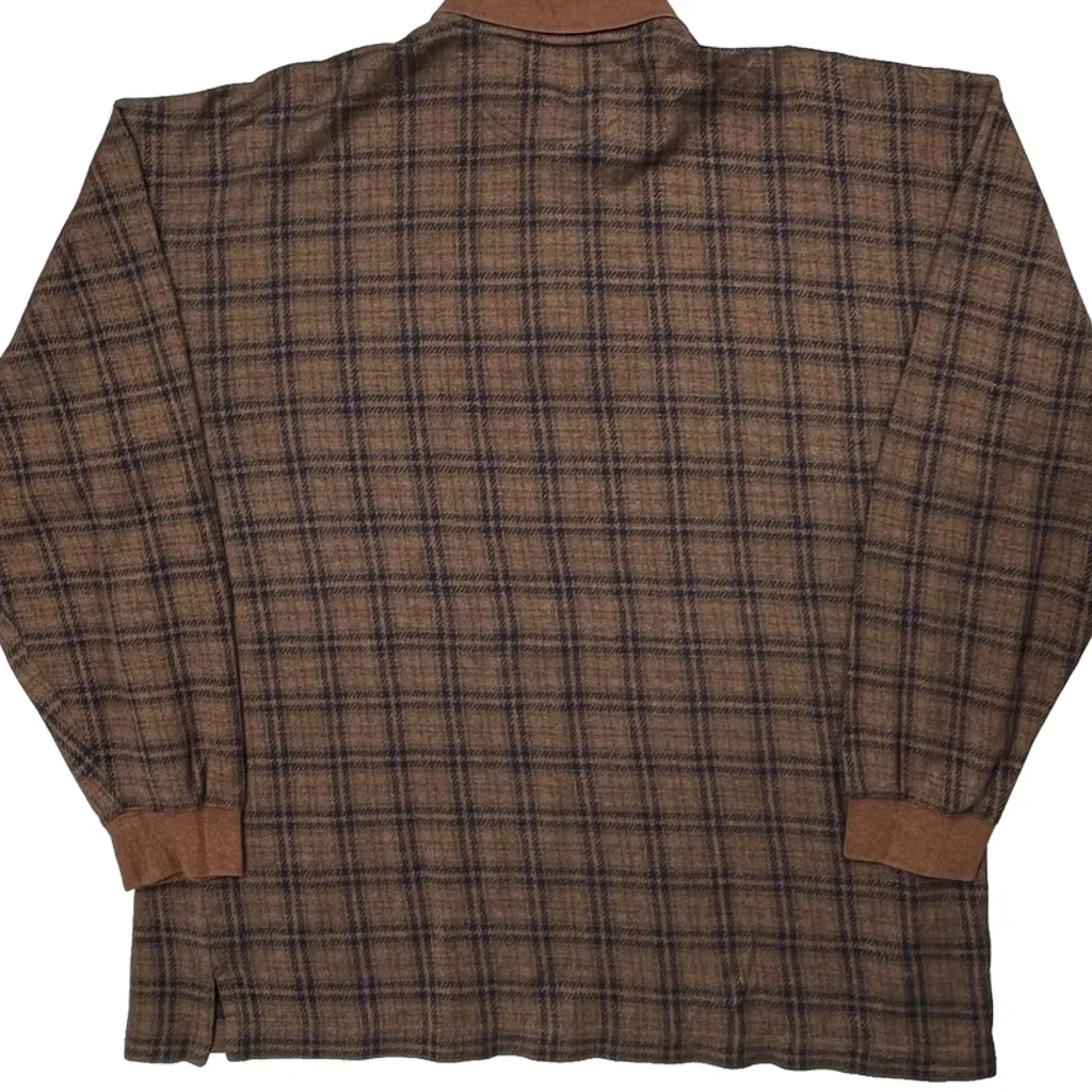 Gant Checked Knitted Polo Shirt - XL Brown Cotton - Image 7