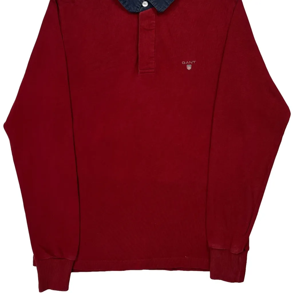 Gant Knitted Polo Shirt - Medium Red Cotton - Image 4