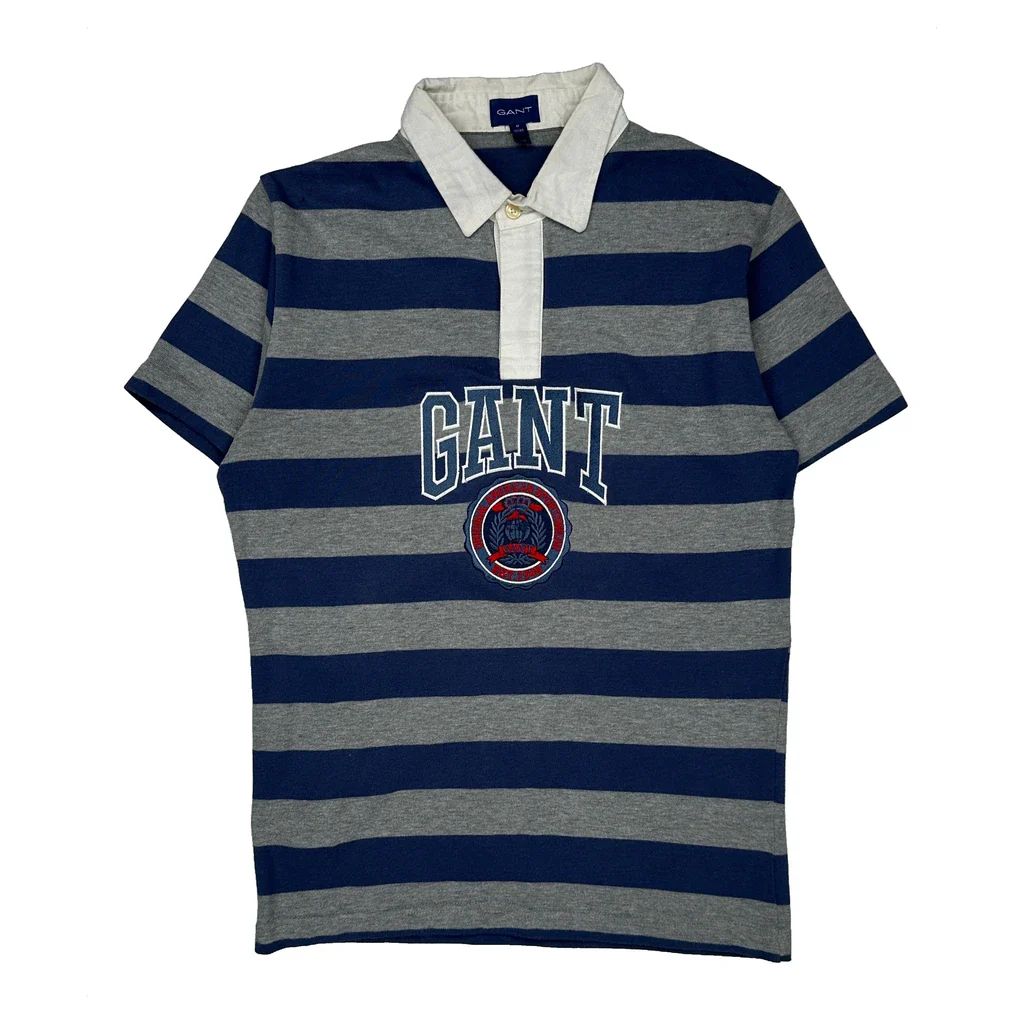 Gant Striped Rugby Shirt - Medium Blue Cotton