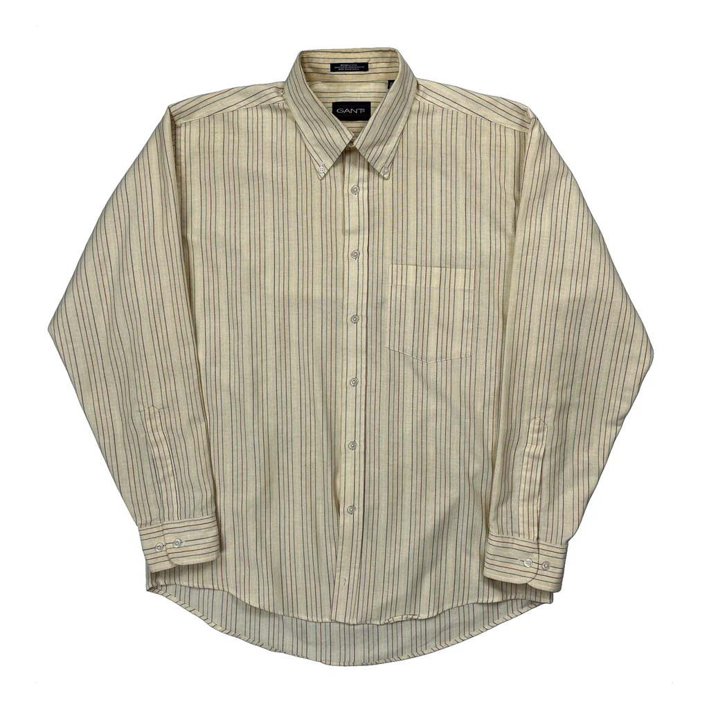 Gant Striped Shirt - Large Beige Cotton Blend