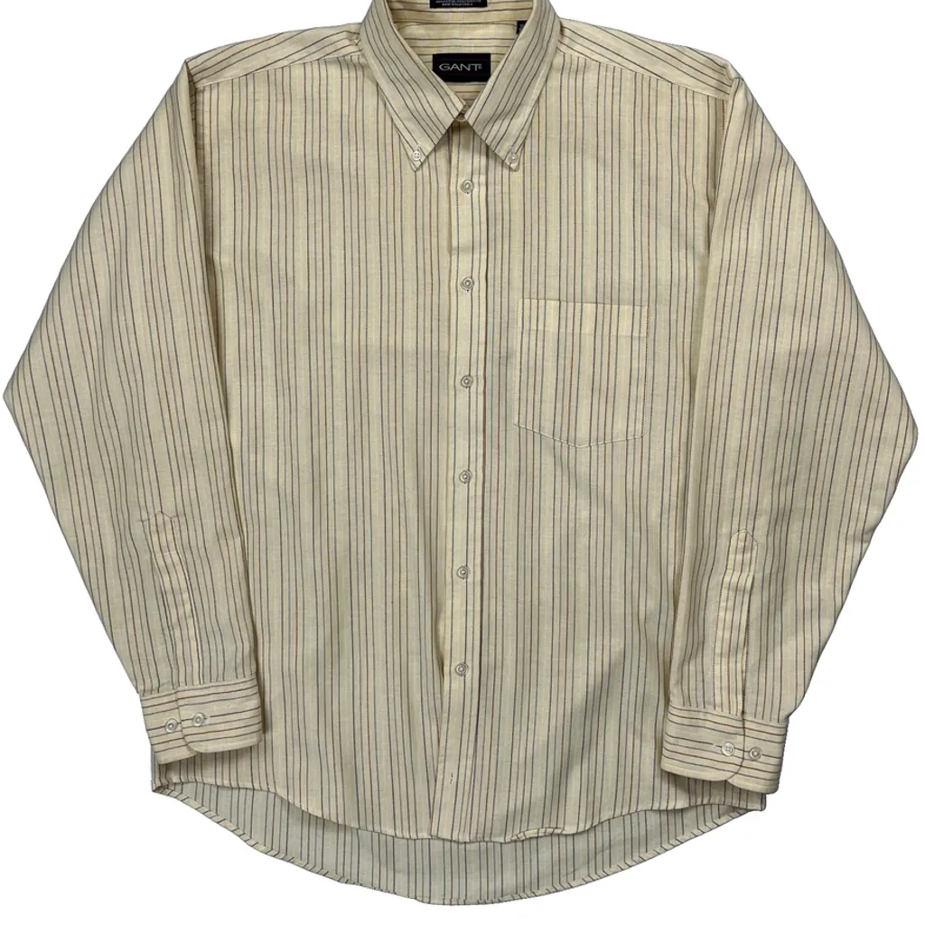 Gant Striped Shirt - Large Beige Cotton Blend - Image 4