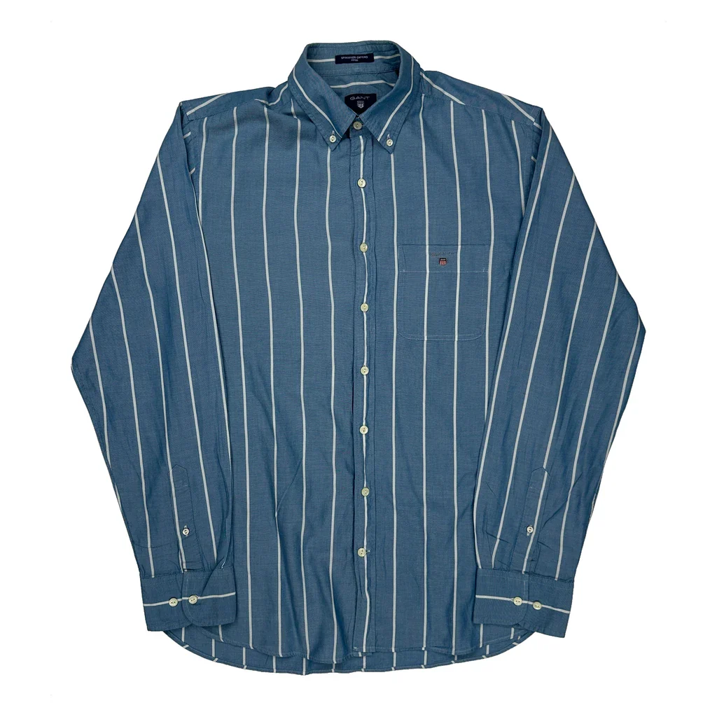 Gant Striped Shirt - Large Blue Cotton