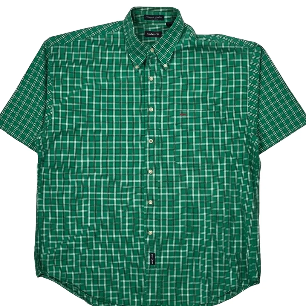 Gant Checked Short Sleeve Shirt - Large Green Cotton - Image 4