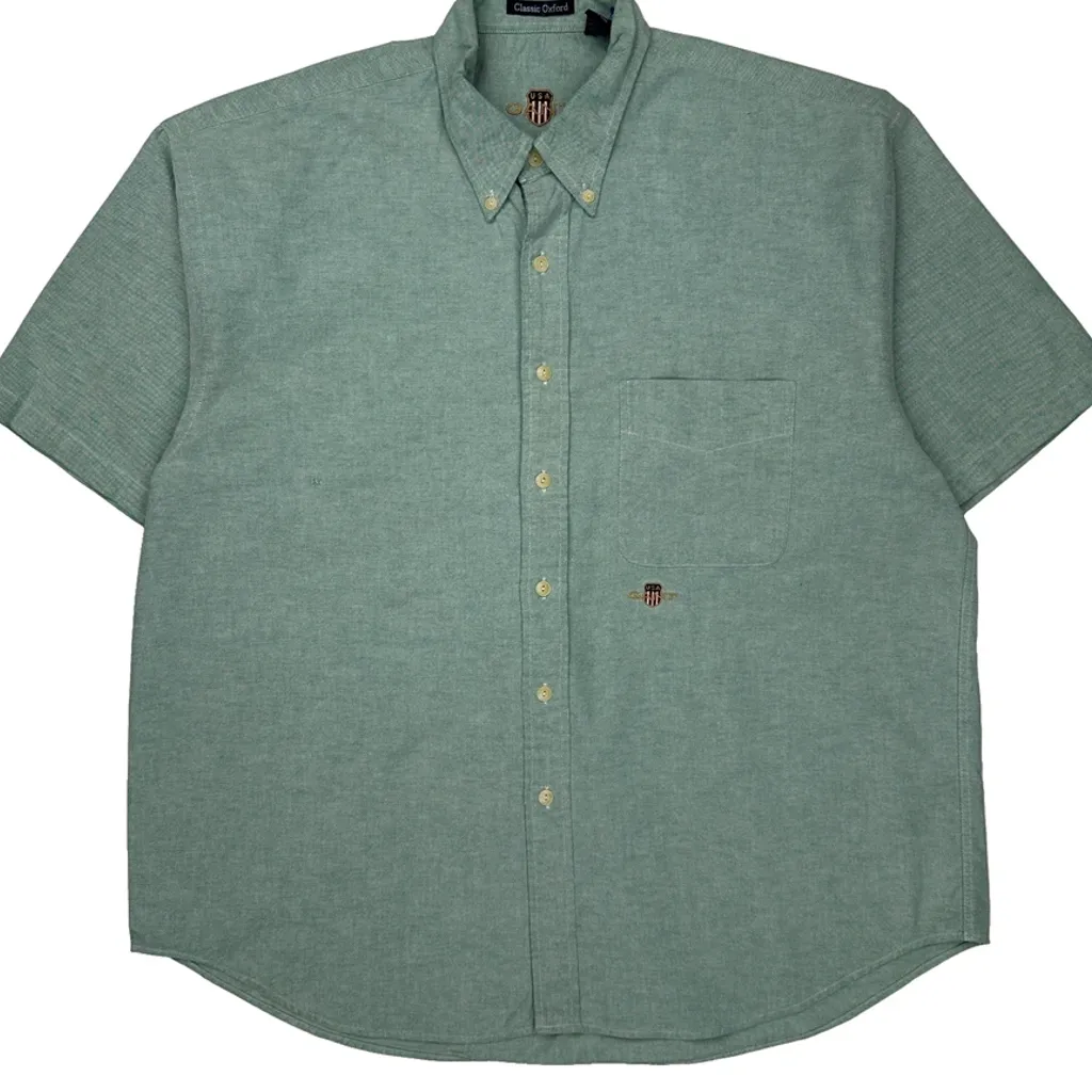 Gant Short Sleeve Shirt - XL Green Cotton - Image 5